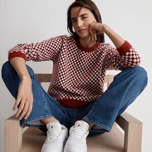 Checkerboard Jacquard Pullover Sweater
